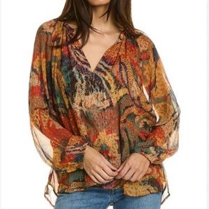 A.L.C. Dana Metallic Stripe
Long Sleeve Silk Blouse